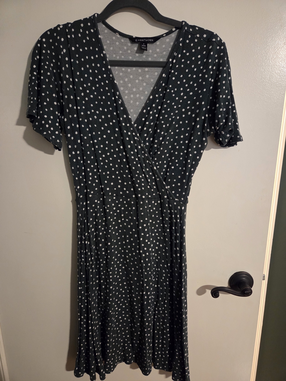 41 Hawthorn Dark Green Dress with White Polka Dots